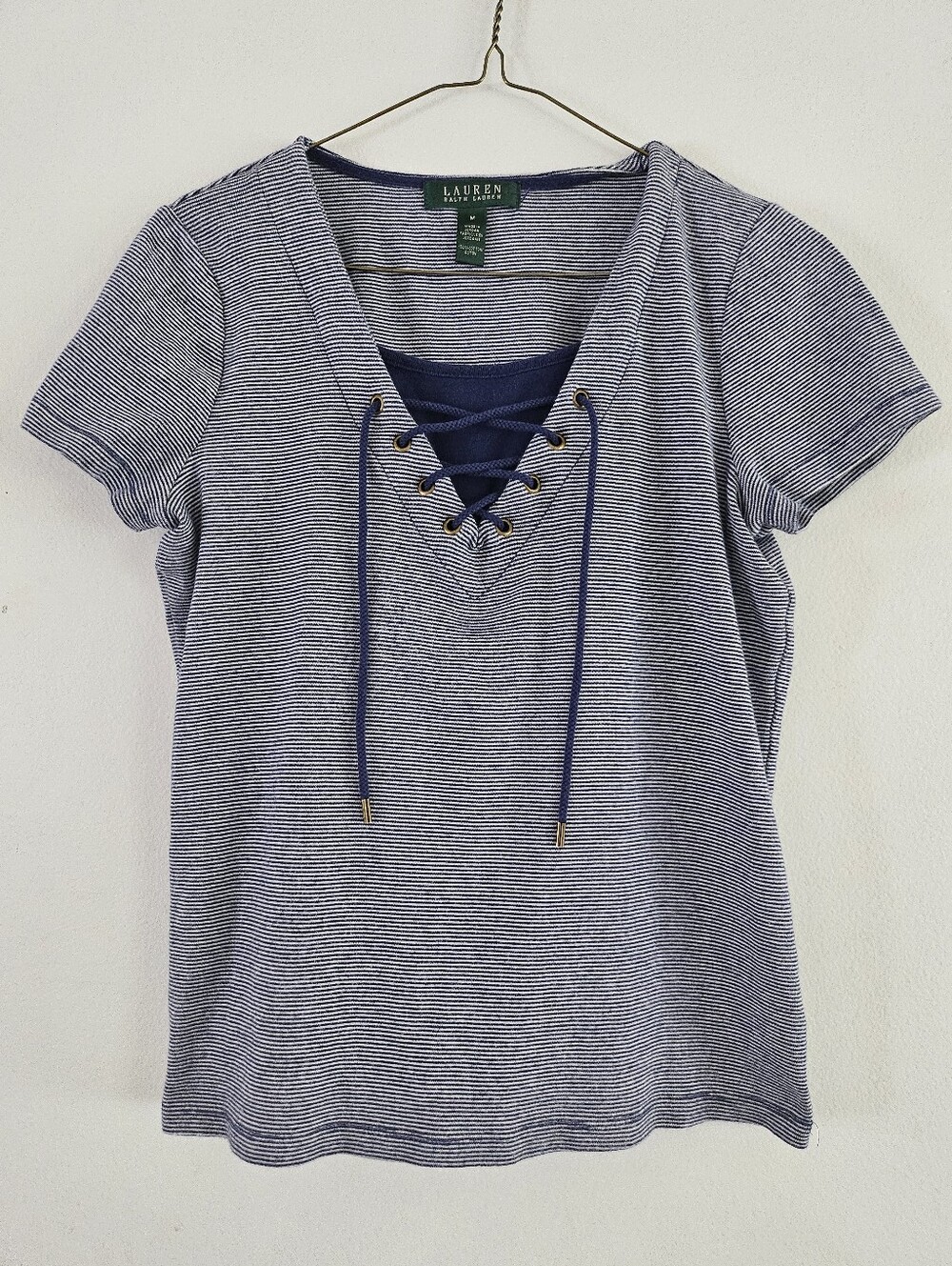 Ralph Lauren- Lace-Up Tee- Sz M